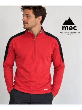 MEC Men’s Red 1/4 Zip Performance Pullover Medium